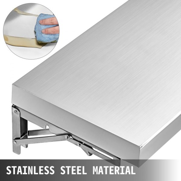 Concession Shelf 70.8L x 11.4W Inch with Stainless Steel Frame and Surface Board for Food Trailer Serving Window - Image 2