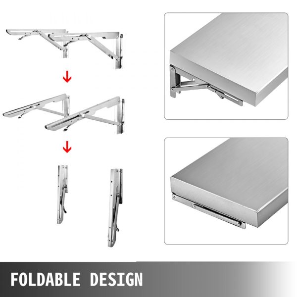 Concession Shelf 70.8L x 11.4W Inch with Stainless Steel Frame and Surface Board for Food Trailer Serving Window - Image 3