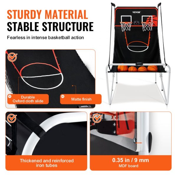 Foldable Basketball Game 2-Player, 4 Balls, 8 Modes, Electronic Scoreboard, Inflation Pump for Kids Adults - Image 3