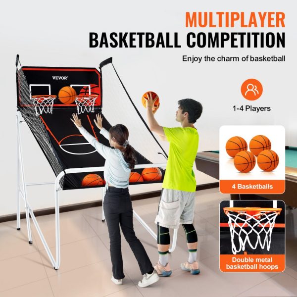 Foldable Basketball Game 2-Player, 4 Balls, 8 Modes, Electronic Scoreboard, Inflation Pump for Kids Adults - Image 5