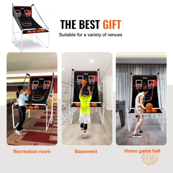 Foldable Basketball Game 2-Player, 4 Balls, 8 Modes, Electronic Scoreboard, Inflation Pump for Kids Adults - Image 6