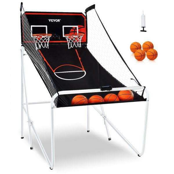 Foldable Basketball Game 2-Player, 4 Balls, 8 Modes, Electronic Scoreboard, Inflation Pump for Kids Adults