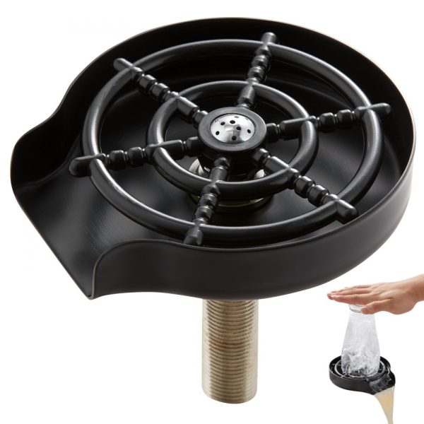 Powerful Glass Rinser 10 Jets 360° Rotation 304 Stainless Steel Sink Faucet ABS Cup Holder Design Ideal for Baby Bottles Glass Cups Wine Glasses Matte Black Base