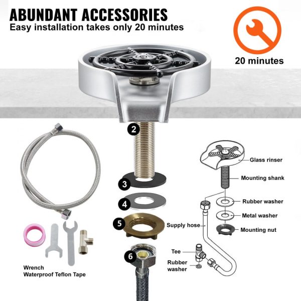 10-Piece Glass Rinser with 360 Degree Rotating Jets for Sink Cleaning - Image 5