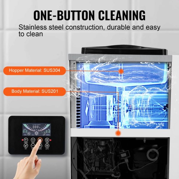 Commercial Soft Serve Ice Cream Machine 10.6 QT/H 1000W Single Flavor Countertop Design with 4L Hopper 1.6L Cylinder LCD Panel Auto Clean Pre-cooled ideal for Restaurants Snack Bars - Image 4