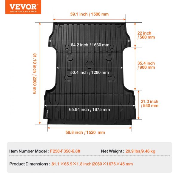 Truck Bed Mat Fit 2017-2024 Ford F250/F350 TPE Truck Bed Liner Accessories - Image 7