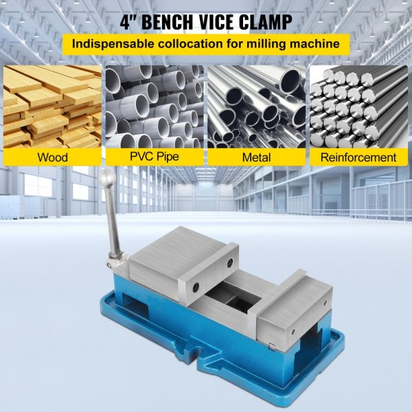 4 Inch Precision Milling Vise with 4 Jaw Width for Bench Clamping, Drilling & Milling Machinery - Image 2