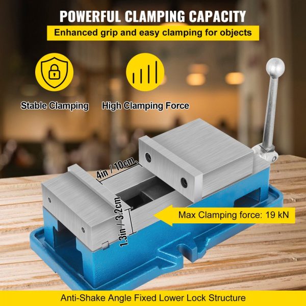 4 Inch Precision Milling Vise with 4 Jaw Width for Bench Clamping, Drilling & Milling Machinery - Image 4
