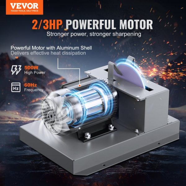 Lawn Mower Blade Sharpener 500W 2/3HP with 7-inch Ceramic Wheel for High Low Lift Flat Blades Durable Blade Grinder - Image 2