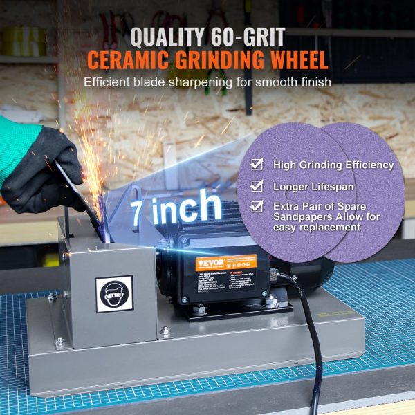 Lawn Mower Blade Sharpener 500W 2/3HP with 7-inch Ceramic Wheel for High Low Lift Flat Blades Durable Blade Grinder - Image 3