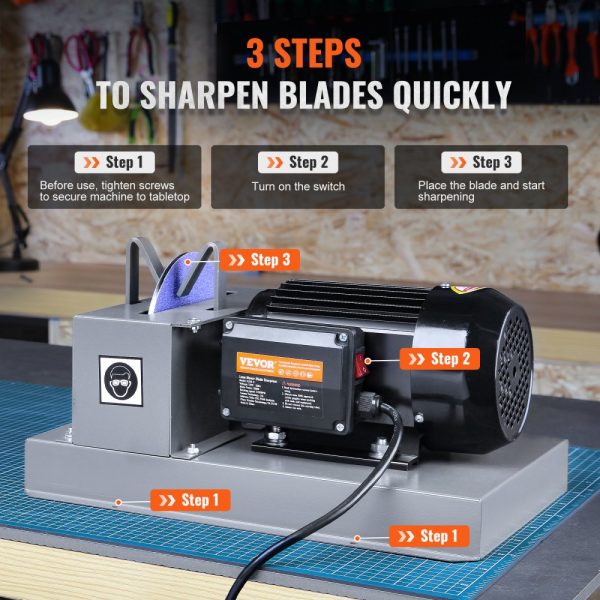 Lawn Mower Blade Sharpener 500W 2/3HP with 7-inch Ceramic Wheel for High Low Lift Flat Blades Durable Blade Grinder - Image 5