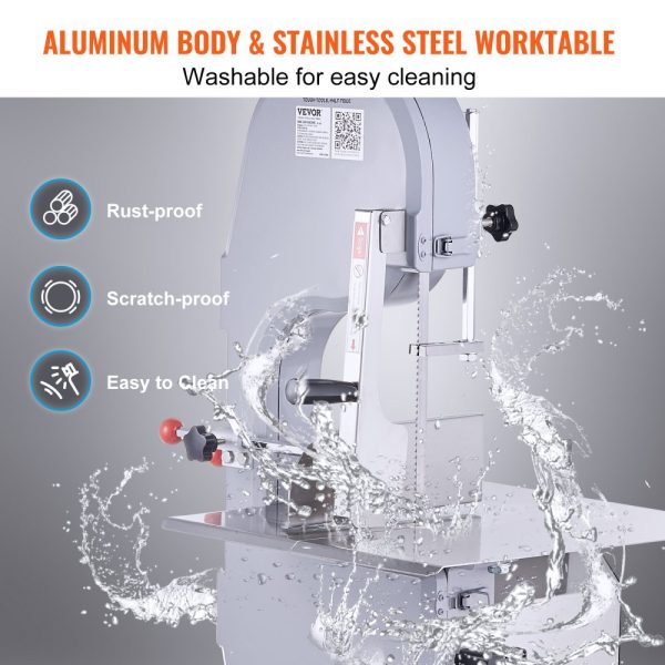 Commercial Electric Meat Saw 1100W Stainless Steel 19.3x15 Countertop Workbench 0.16-7.9 Inch Cutting Thickness Frozen Meat Cutter with 6 Blades - Image 5