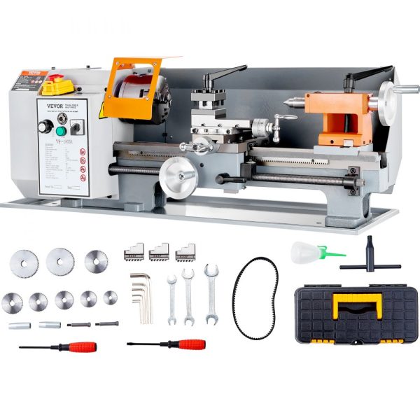 7x13.78 Precision Benchtop Metal Lathe with Variable Speed 0-2200 RPM 500W Brush Motor Gears Tool Box for Precision Parts