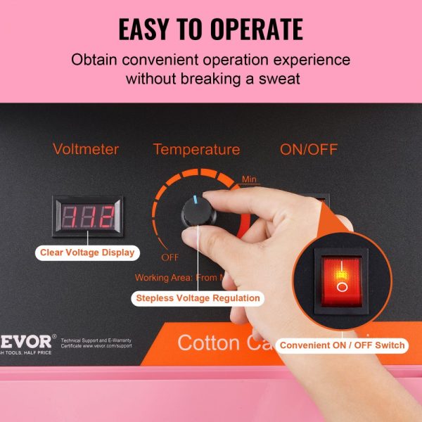 Electric Candy Floss Maker with 1000W Power for Home Parties, Stainless Steel Bowl, Sugar Scoop Included, Pink - Image 3