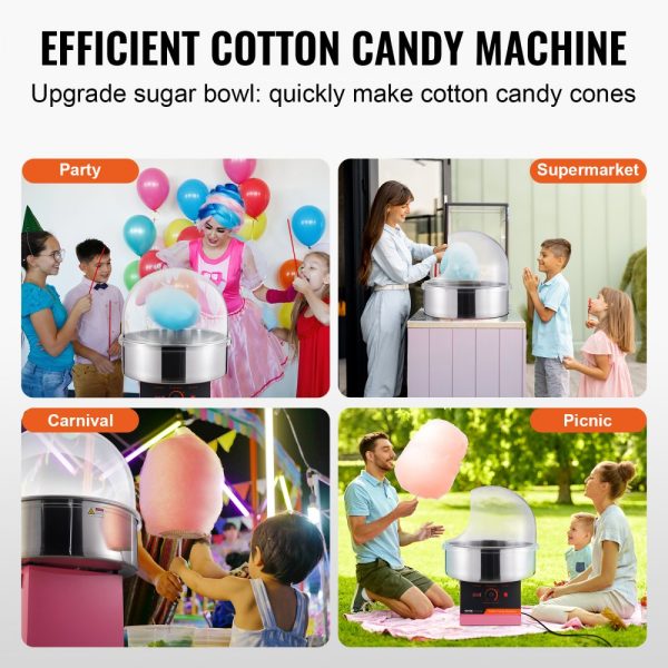 Electric Candy Floss Maker with 1000W Power for Home Parties, Stainless Steel Bowl, Sugar Scoop Included, Pink - Image 6