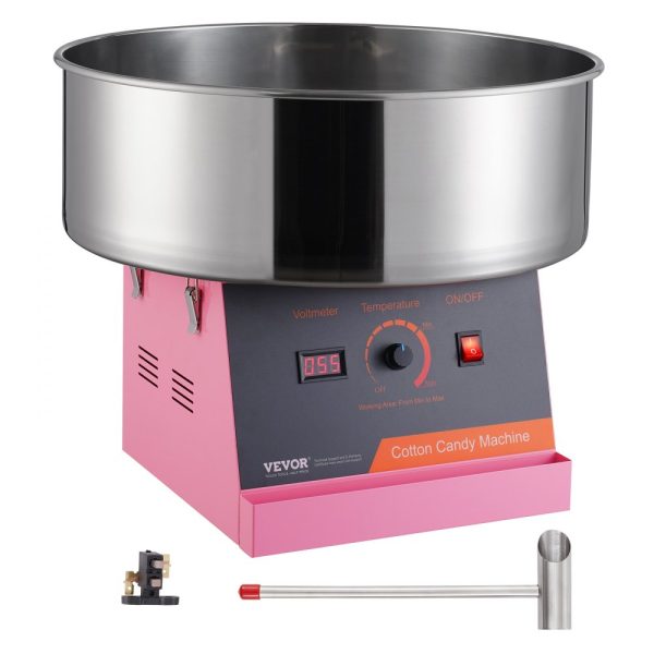 Electric Cotton Candy Machine 1000W Candy Floss Maker Commercial with Stainless Steel Bowl Sugar Scoop Kids Party Family Events in Pink