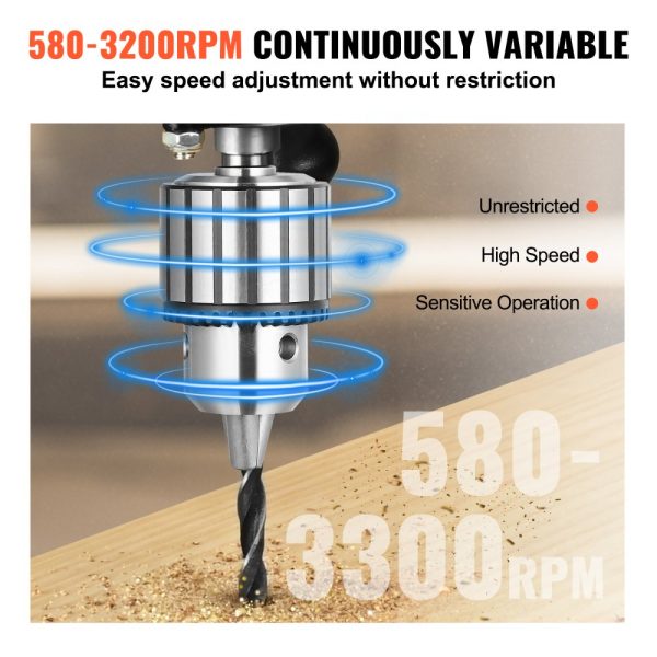 12 Inch Benchtop Drill Press 5 Amp 120V Cast Iron Variable Speed with 12 Inch Swing Distance 0-45 Degree Tilt Worktable Laser Light Tabletop Drilling Machine for Wood Metal - Image 4