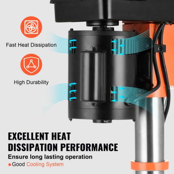 12 Inch Benchtop Drill Press 5 Amp 120V Cast Iron Variable Speed with 12 Inch Swing Distance 0-45 Degree Tilt Worktable Laser Light Tabletop Drilling Machine for Wood Metal - Image 5