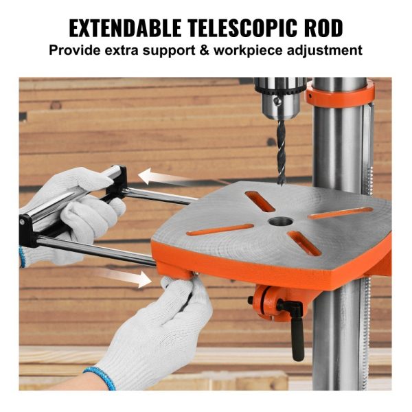 12 Inch Benchtop Drill Press 5 Amp 120V Cast Iron Variable Speed with 12 Inch Swing Distance 0-45 Degree Tilt Worktable Laser Light Tabletop Drilling Machine for Wood Metal - Image 6