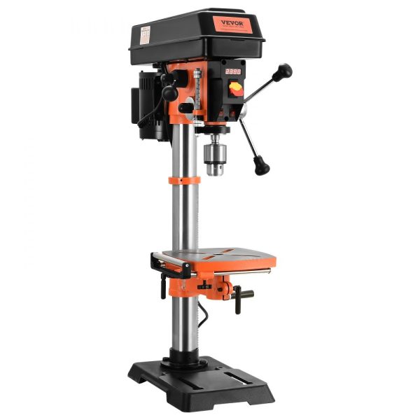 12 Inch Benchtop Drill Press 5 Amp 120V Cast Iron Variable Speed with 12 Inch Swing Distance 0-45 Degree Tilt Worktable Laser Light Tabletop Drilling Machine for Wood Metal