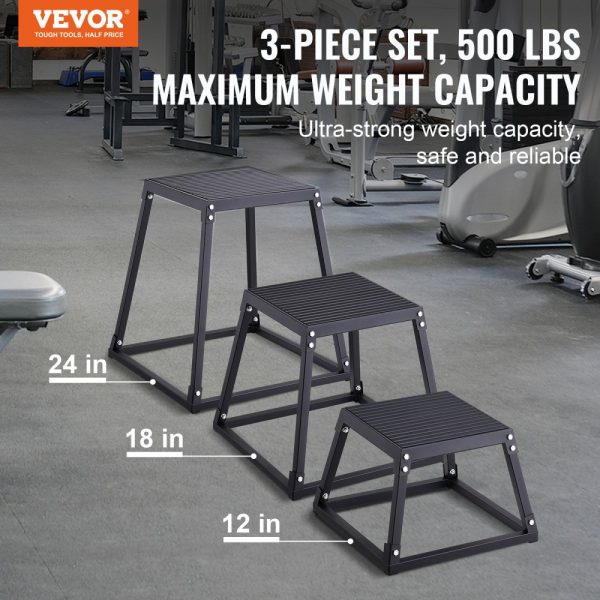 Plyometric Jump Boxes Set with 12 18 24 Inch Platforms for Agility Training and Strength Conditioning - Image 2