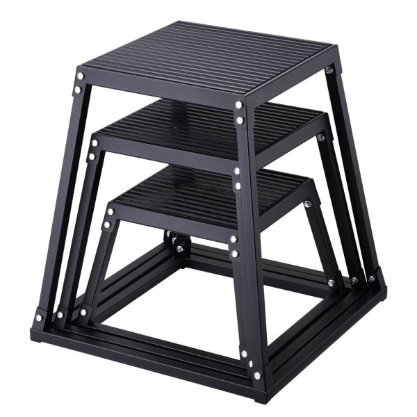 Plyometric Jump Boxes Set with 12 18 24 Inch Platforms for Agility Training and Strength Conditioning