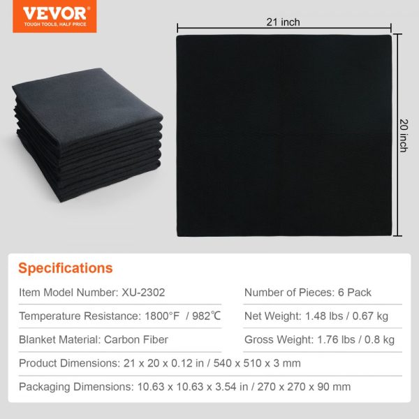 6-Pack Carbon Felt Welding Blankets 21x20 Flame Retardant Heat Resistant Up to 1800°F Cuttable Insulation Mat Pad for Welding - Image 7