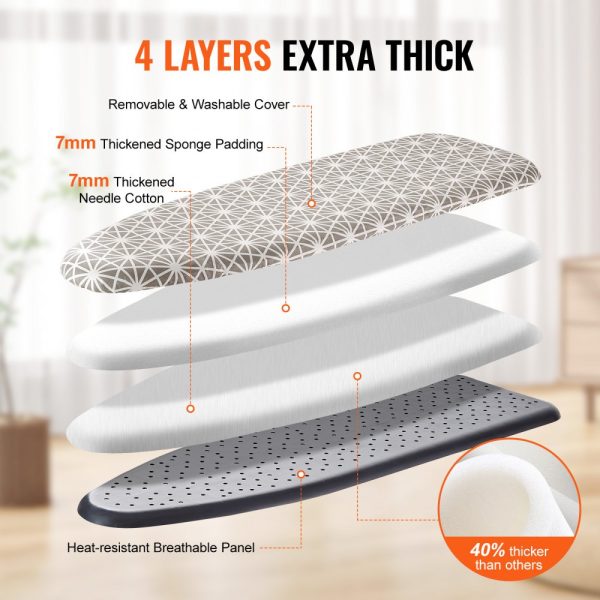 Ironing Board with 51x13 Large Ironing Surface, Sturdy 4-Layer Construction, Heat-Resistant & 100% Cotton Cover, 7 Height Adjustments for Home Laundry - Image 3
