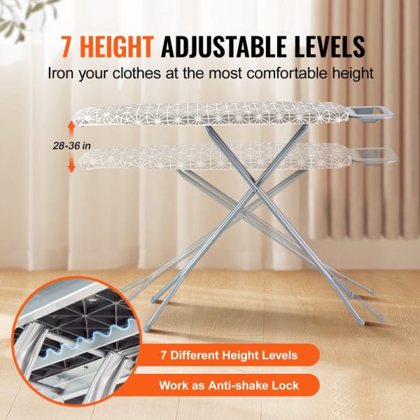 Ironing Board with 51x13 Large Ironing Surface, Sturdy 4-Layer Construction, Heat-Resistant & 100% Cotton Cover, 7 Height Adjustments for Home Laundry - Image 5
