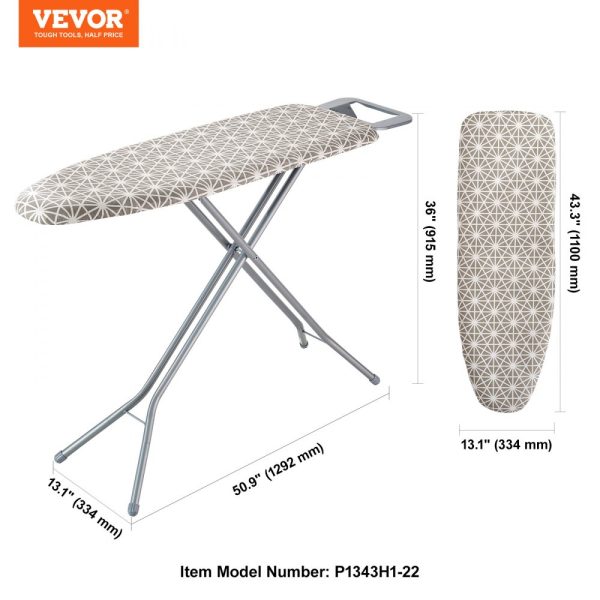 Ironing Board with 51x13 Large Ironing Surface, Sturdy 4-Layer Construction, Heat-Resistant & 100% Cotton Cover, 7 Height Adjustments for Home Laundry - Image 7