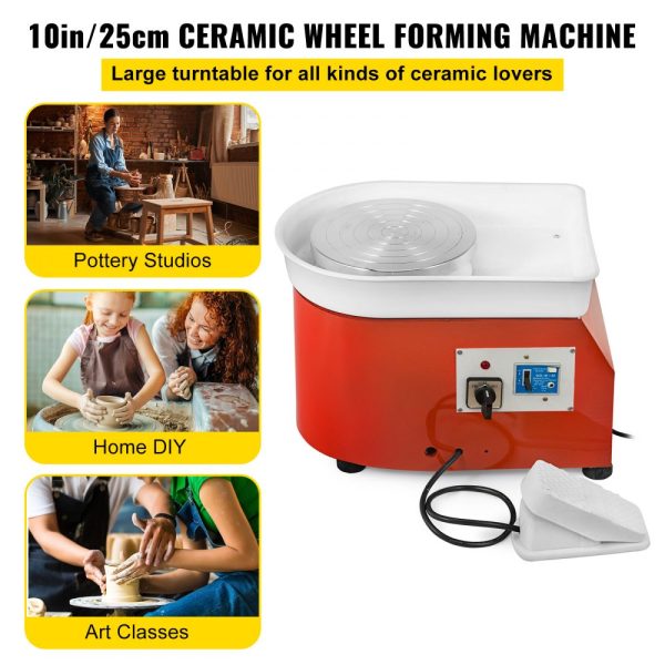 Pottery Wheel 25cm Pottery Forming Machine with Adjustable Feet and Sculpting Set for DIY Ceramics Art Craft Work 280W - Image 2