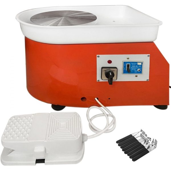 Pottery Wheel 25cm Pottery Forming Machine with Adjustable Feet and Sculpting Set for DIY Ceramics Art Craft Work 280W