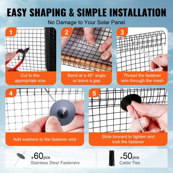 6 Inch x 100FT Solar Protection Roll with Stainless Steel Fasteners and Rust-Proof PVC Coating 1/2 Inch Wire Mesh - Image 5