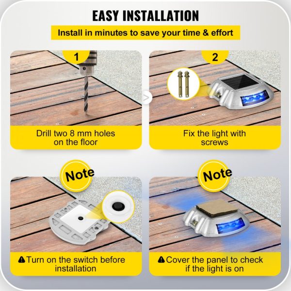 Solar Path Lights 4-Pack Waterproof with Switch Button for Garden Walkways & Steps - Image 6