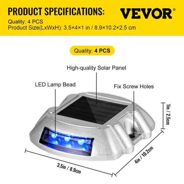 Solar Path Lights 4-Pack Waterproof with Switch Button for Garden Walkways & Steps - Image 7