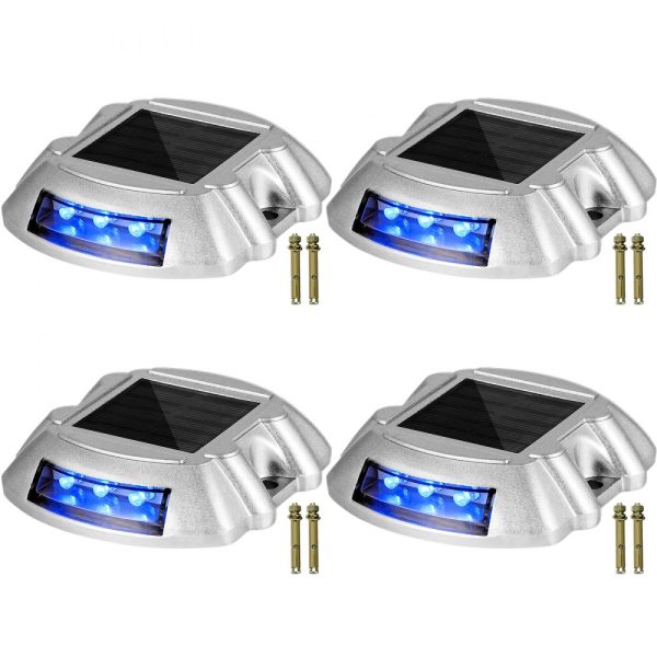 Solar Path Lights 4-Pack Waterproof with Switch Button for Garden Walkways & Steps