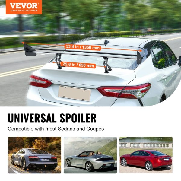 53.1 Inch Double Deck Aluminum Rear Wing Spoiler Adjustable Lightweight Racing Car Rear Spoiler Black - Image 2