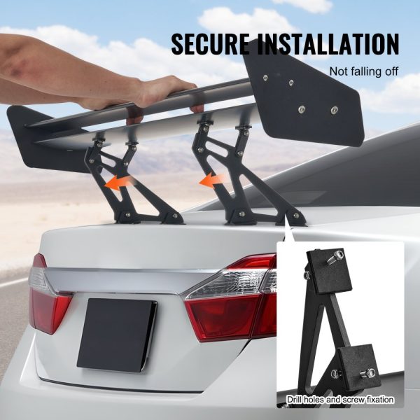 53.1 Inch Double Deck Aluminum Rear Wing Spoiler Adjustable Lightweight Racing Car Rear Spoiler Black - Image 6