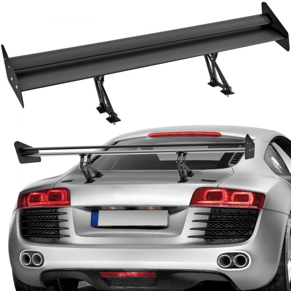 53.1 Inch Double Deck Aluminum Rear Wing Spoiler Adjustable Lightweight Racing Car Rear Spoiler Black