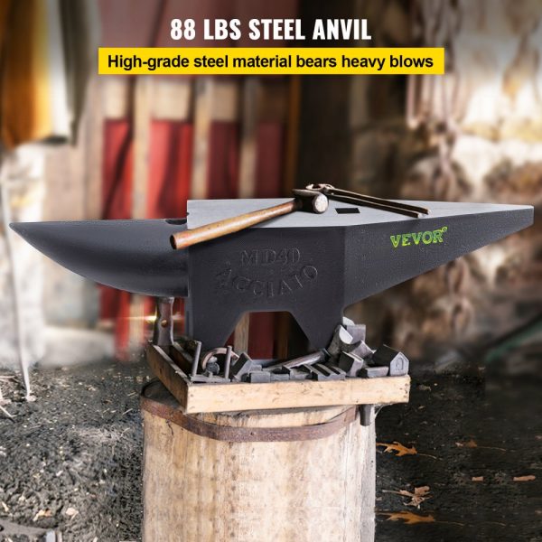 Heavy-duty Cast Iron Anvil 88 lbs Single Horn Design with Large Countertop Stable Base Rugged Blacksmith Tool for Bending Shaping - Image 2