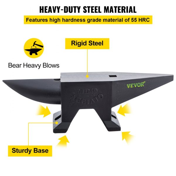 Heavy-duty Cast Iron Anvil 88 lbs Single Horn Design with Large Countertop Stable Base Rugged Blacksmith Tool for Bending Shaping - Image 3