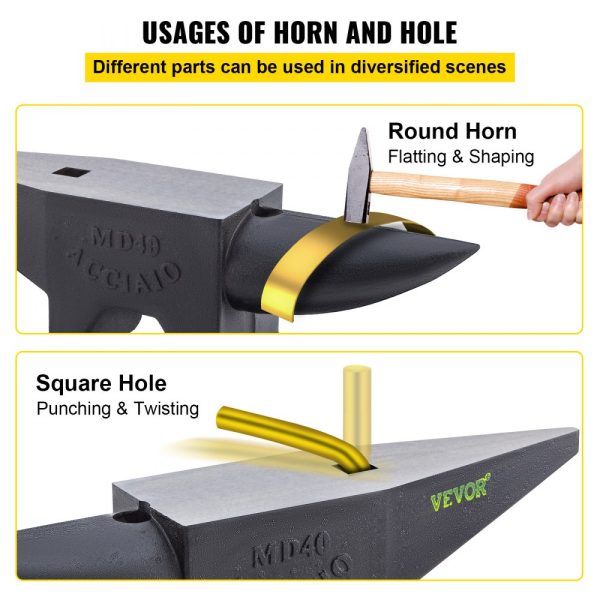 Heavy-duty Cast Iron Anvil 88 lbs Single Horn Design with Large Countertop Stable Base Rugged Blacksmith Tool for Bending Shaping - Image 4