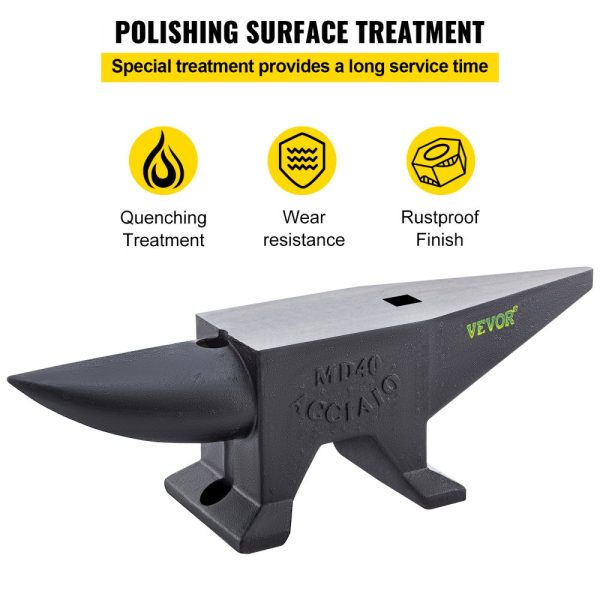 Heavy-duty Cast Iron Anvil 88 lbs Single Horn Design with Large Countertop Stable Base Rugged Blacksmith Tool for Bending Shaping - Image 5