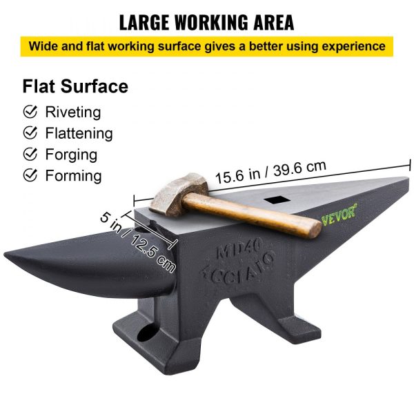 Heavy-duty Cast Iron Anvil 88 lbs Single Horn Design with Large Countertop Stable Base Rugged Blacksmith Tool for Bending Shaping - Image 6