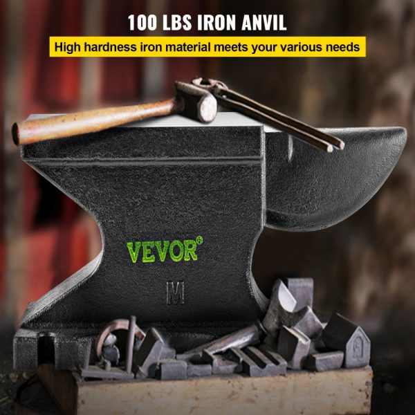 Cast Iron Anvil 100lbs Single Horn 10.4x5in Sturdy Base High Hardness Blacksmith Tool for Bending Shaping Twisting - Image 2