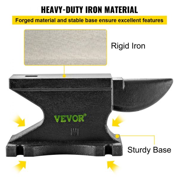 Cast Iron Anvil 100lbs Single Horn 10.4x5in Sturdy Base High Hardness Blacksmith Tool for Bending Shaping Twisting - Image 3