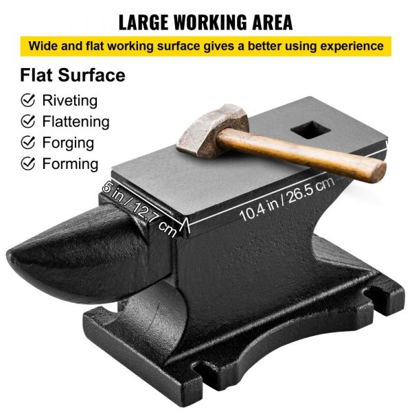 Cast Iron Anvil 100lbs Single Horn 10.4x5in Sturdy Base High Hardness Blacksmith Tool for Bending Shaping Twisting - Image 6