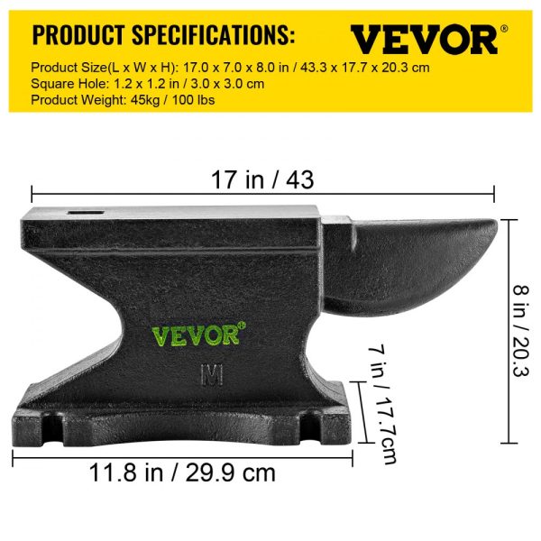 Cast Iron Anvil 100lbs Single Horn 10.4x5in Sturdy Base High Hardness Blacksmith Tool for Bending Shaping Twisting - Image 7