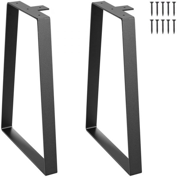 16 Inch Trapezoid Steel Table Legs Set of 2 Heavy Duty Replacement Legs for DIY Furniture Max Load 400 lbs Black