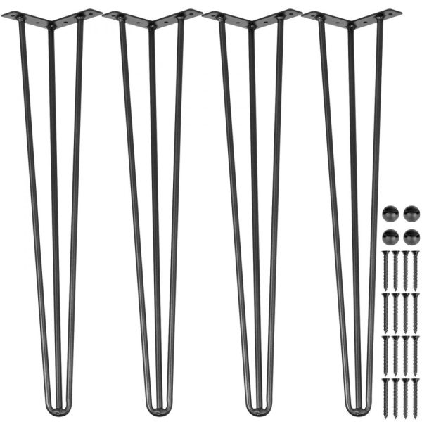 Hairpin Table Legs 20 Black Set of 4 Carbon Steel 880lbs Load Capacity DIY Heavy Duty Legs for Tables Chairs